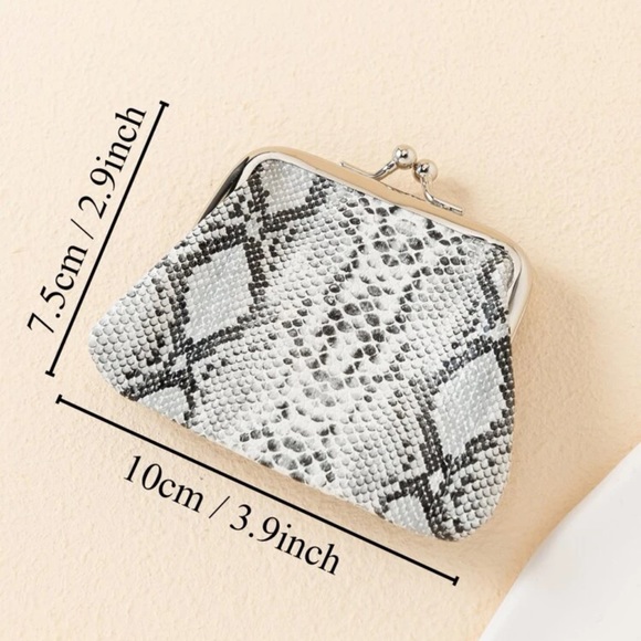 Snakeskin Embossed Kiss Lock Coin Purse Wallet - Picture 4 of 6